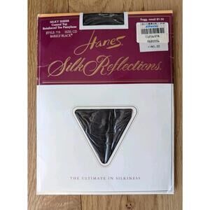 Vintage Hanes Silk Reflections Silky 718 Barely Black Control Top Size CD USA